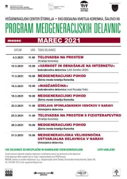 PROGRAM VGC ŠTORKLJA, MAREC 2021